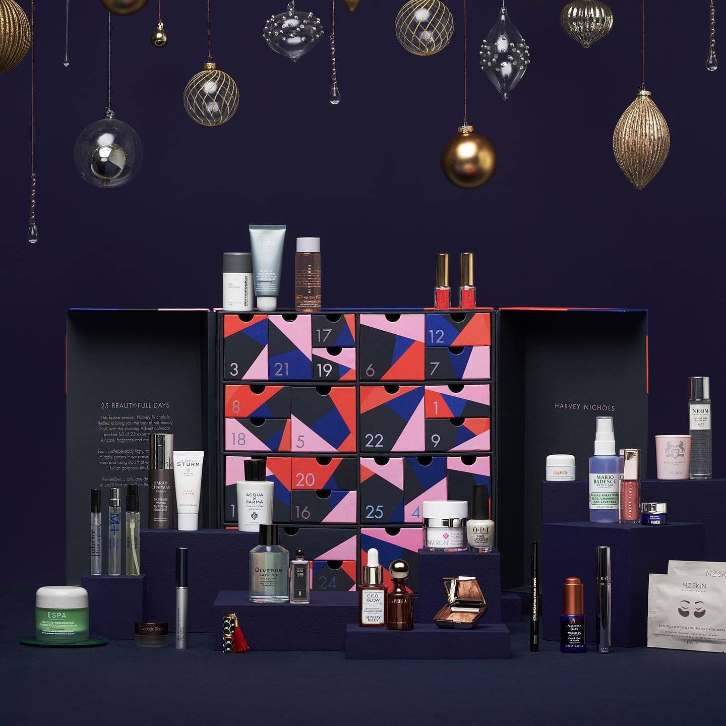 Advent calendar with luxury skincare and beauty products at Victoria Leeds. Perfect for festive gift.