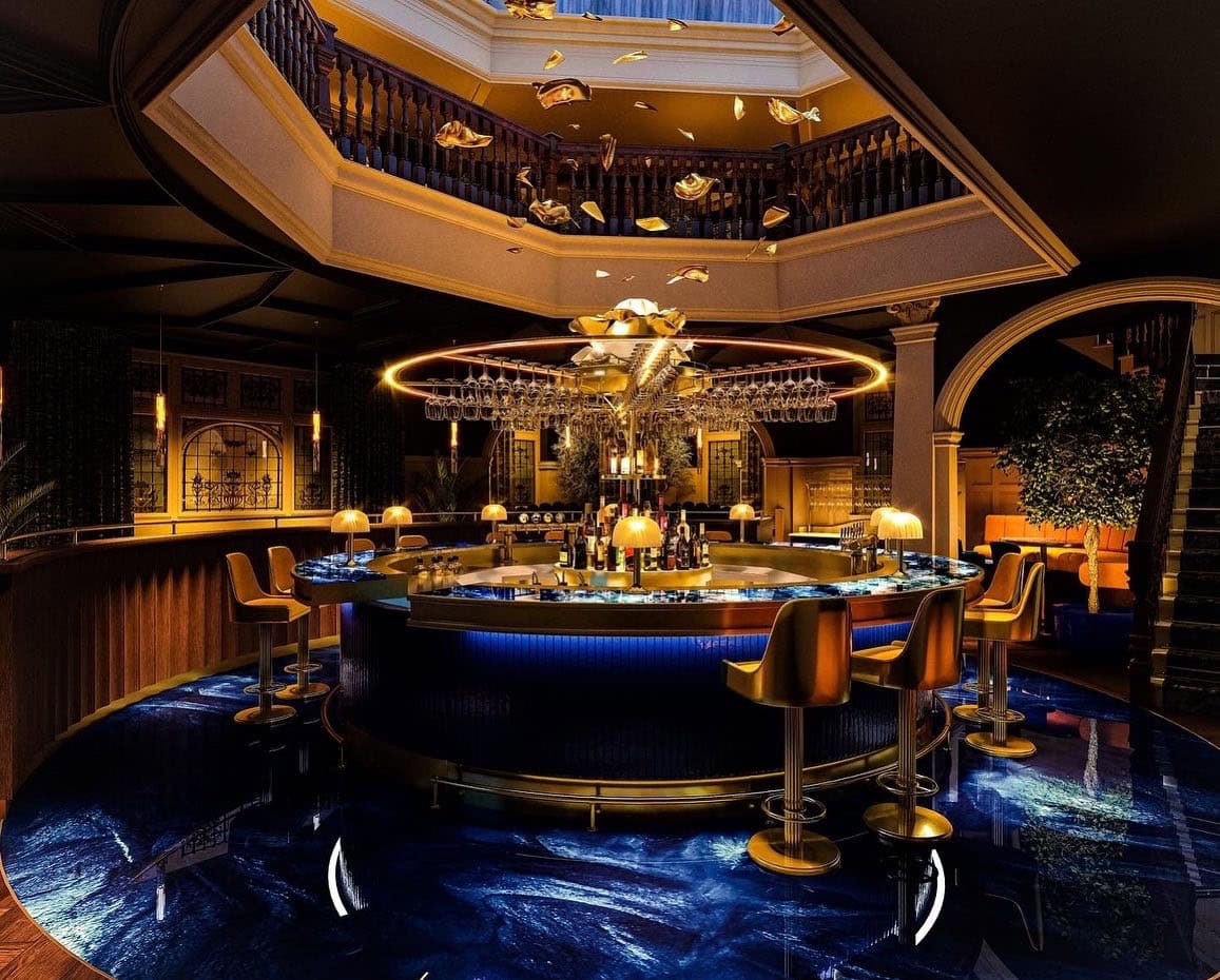 Elegant bar at Victoria Leeds showcasing sophisticated decor and ambient lighting.