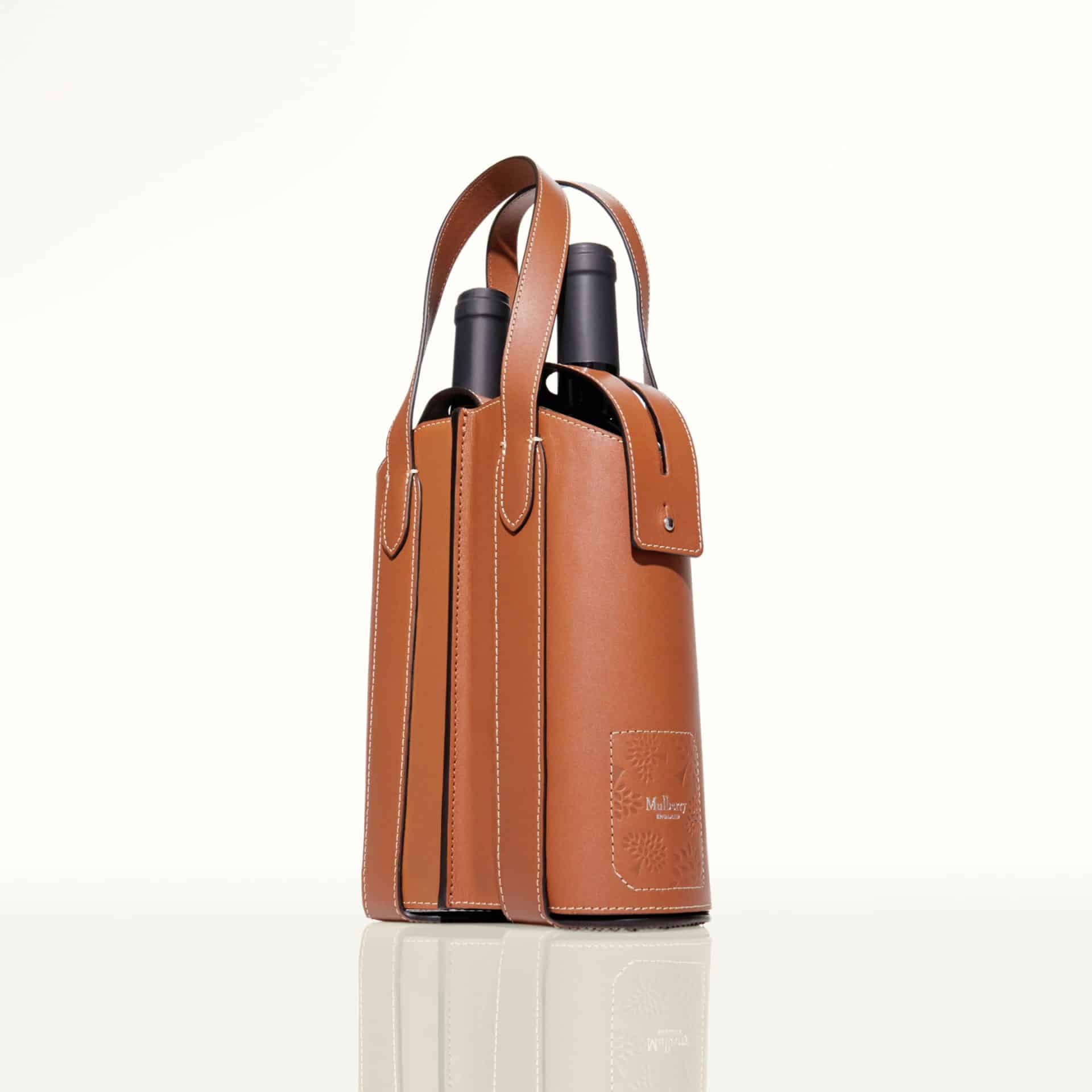 Elegant Mulberry leather picnic bag for summer outings and lifestyle events.