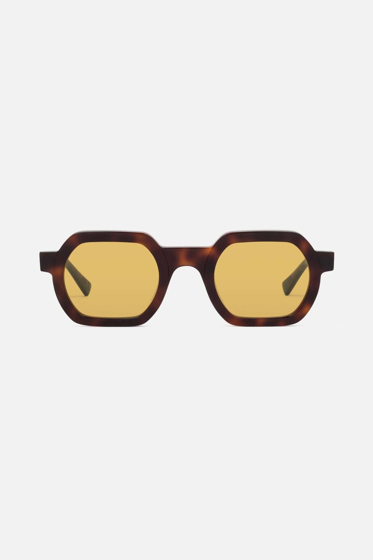 Stylish tortoiseshell sunglasses with yellow lenses from Victoria Leeds.