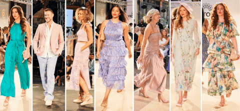 Models showcasing elegant and casual summer outfits at Victoria Leeds fashion event.