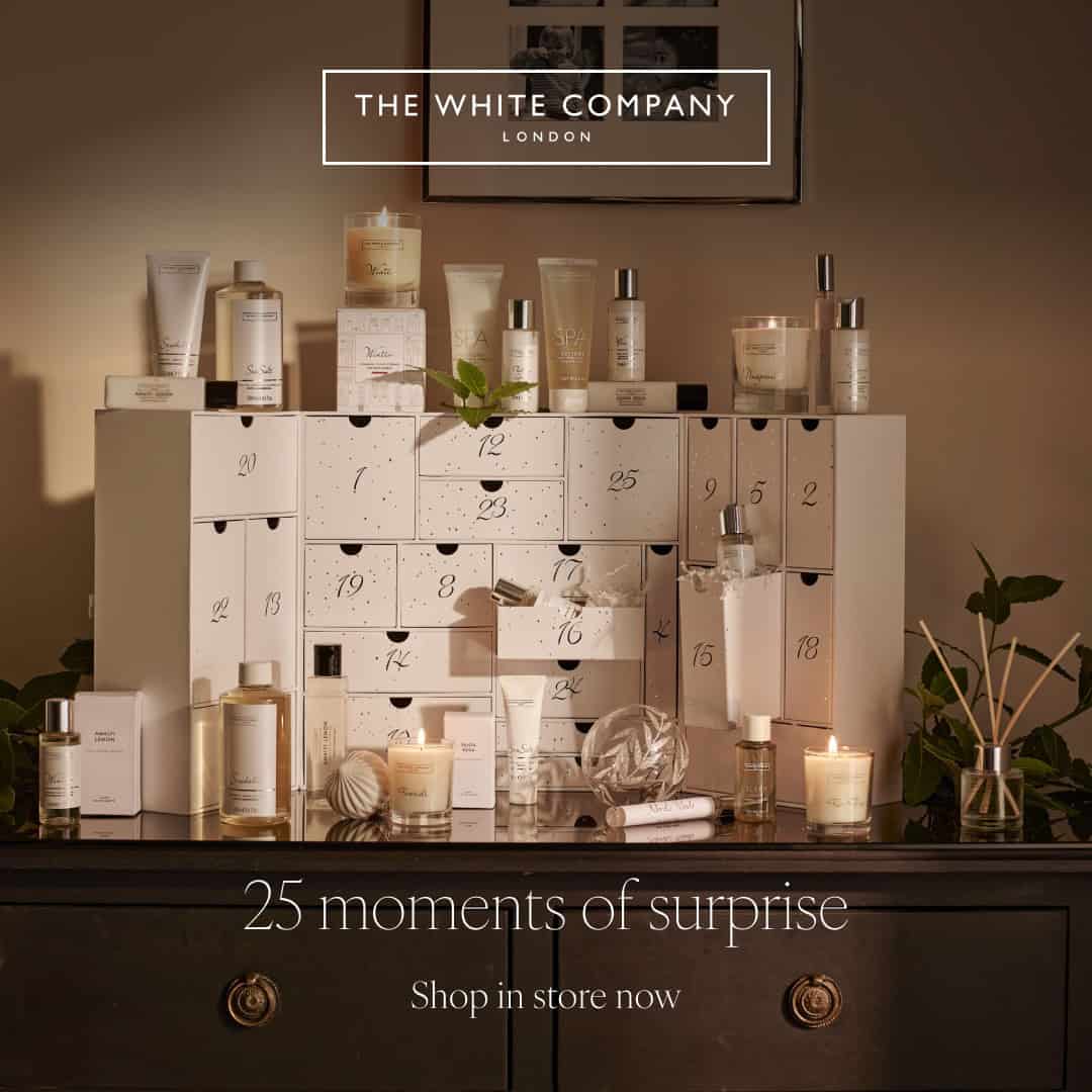 Advent calendar with luxury skincare and beauty products at Victoria Leeds. Perfect for festive surp.