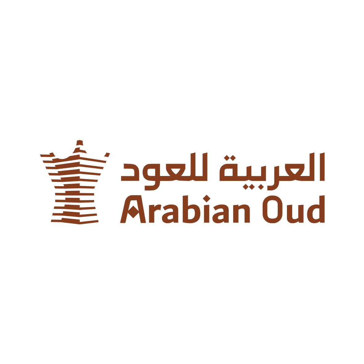 Victoria Leeds Arabian Oud perfume shop logo in brown and white.