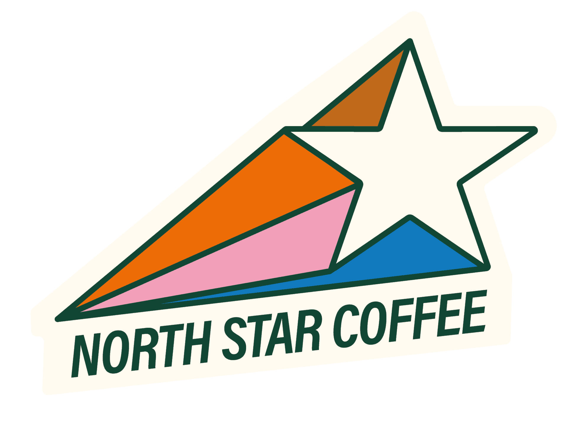 North Star Coffee logo with star and colorful geometric design.