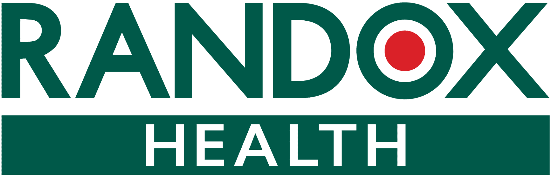 Randox Health logo with bold green and red design on a white background.