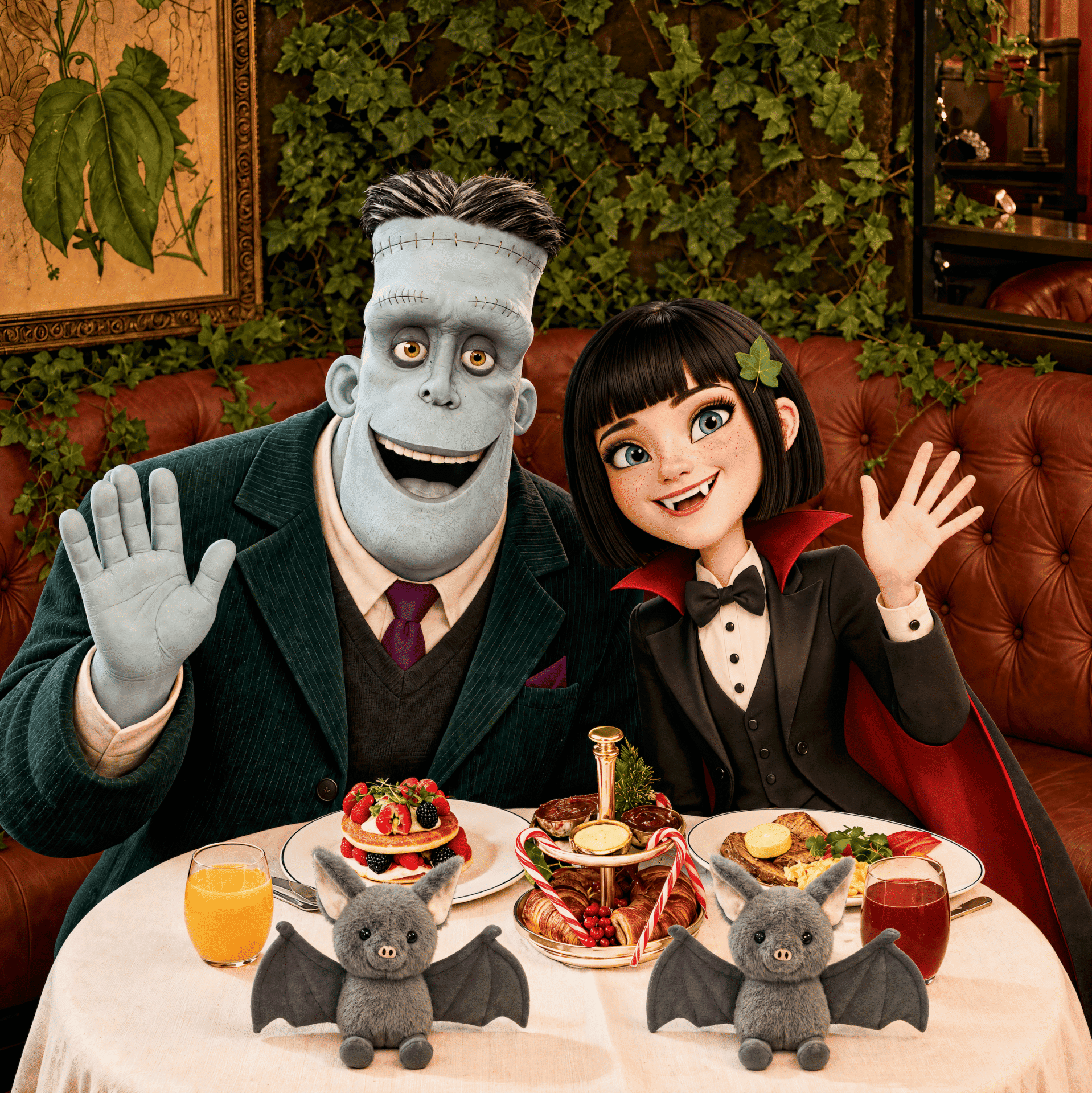 Costumed characters at The Ivy Brasserie Halloween event in Victoria Leeds.