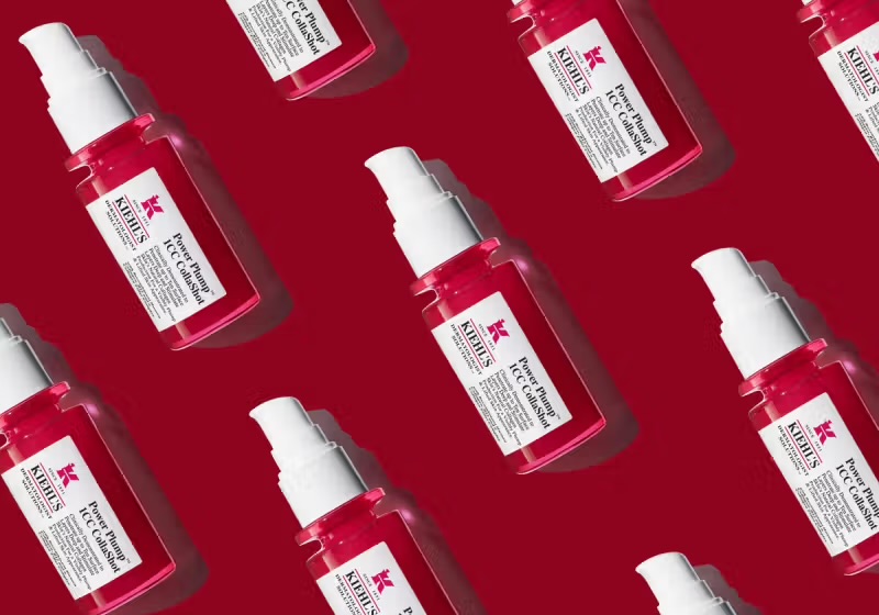 Kiehls CollaShot skincare bottles at Victoria Leeds pop-up event.