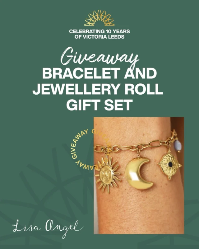 🎁 GIVEAWAY DAY 4✨

It’s a great start to the week, as day 4 of our giveaway has arrived!

We’re celebrating 10 years of Victoria Leeds by giving away a prize every day until the 25th October.

Today we’re giving one lucky winner a @lisaangeluk Moon and Star Charm Bracelet and Celestial Velvet Jewellery roll🌙

To enter today’s giveaway:
1. Follow @victorialeeds_ and @lisaangeluk 
2. Comment ‘10 Years’ on this post
3. For an extra entry, follow us on Tik Tok @victorialeeds_ 

This is just day 4, you can enter for each prize that drops every day (including yesterday’s). All 10 winners will be selected at random on the 26th October.

Uk 18+ only, full T&C’s can be found on our website- link in bio.

🎉 Good luck!