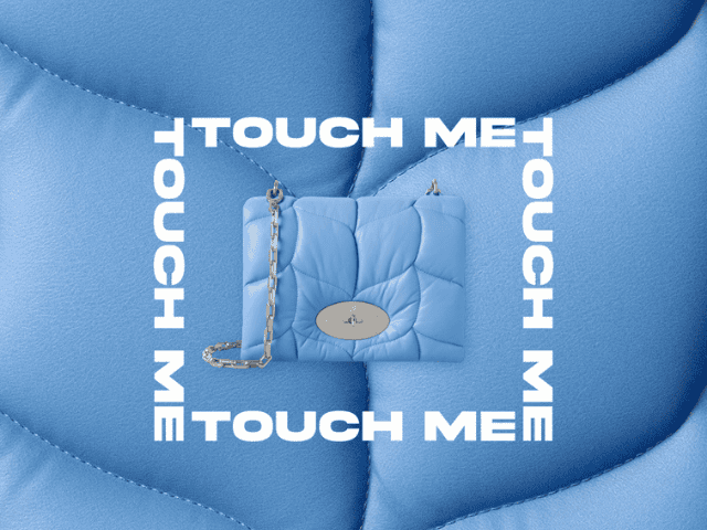 Mulberry softest bag in light blue displayed at Victoria Leeds store.