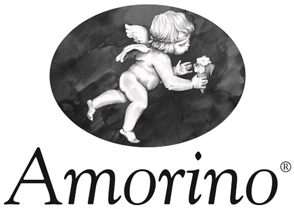 Ice cream cone with a cherub figure, representing Amorino's artisanal gelato.