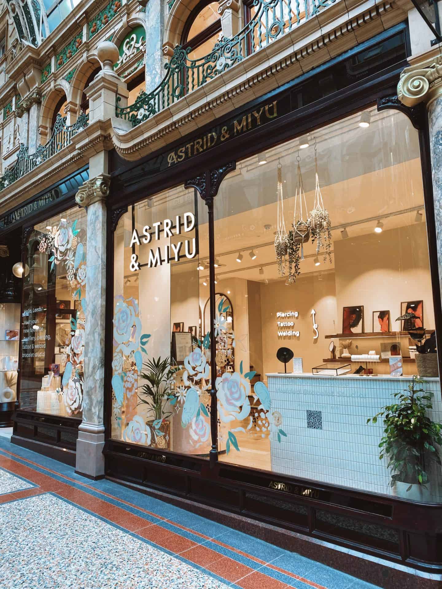 Exterior view of Astrid & Miyu jewellery store at Victoria Leeds shopping centre.