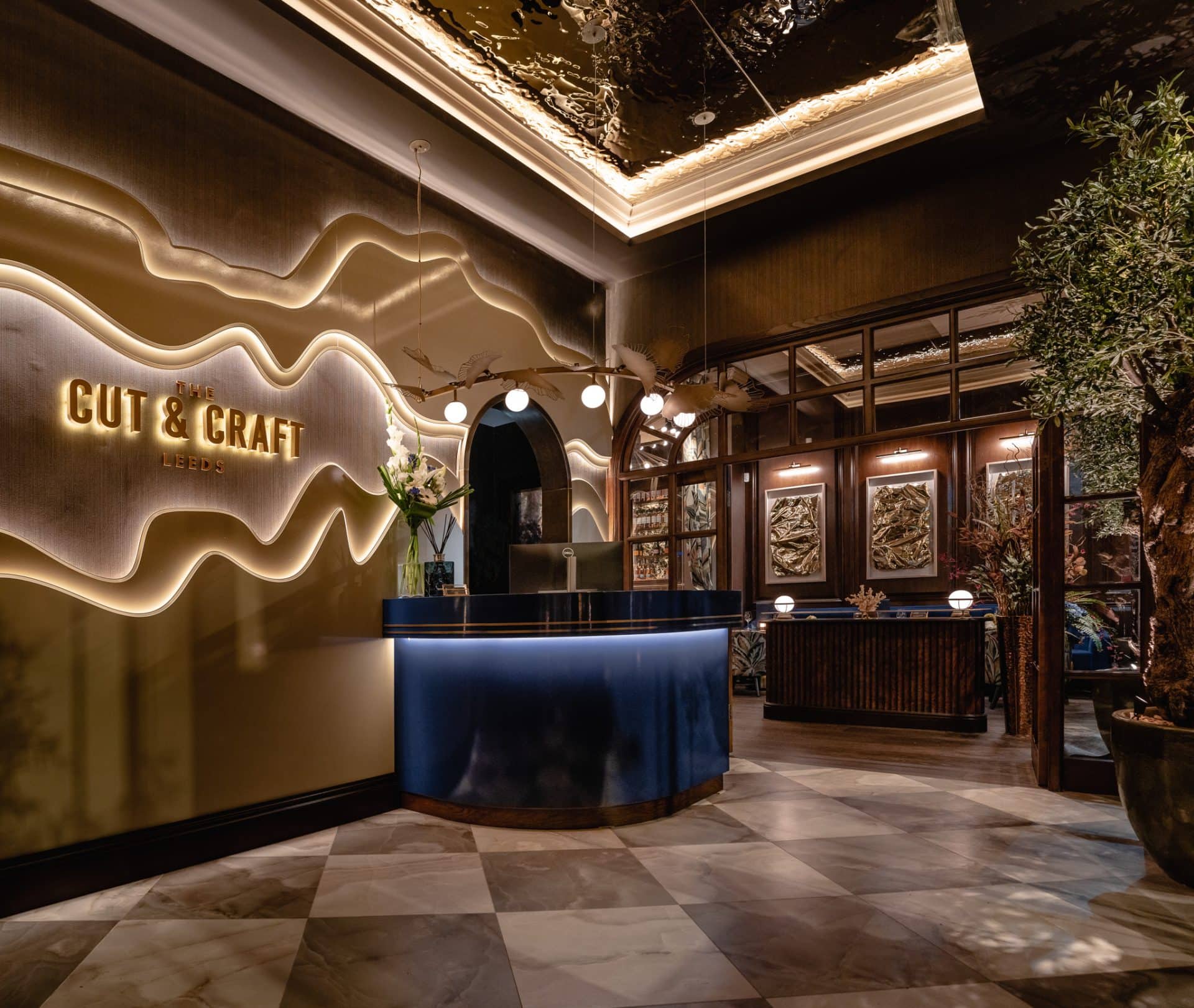 Elegant interior of Victoria Leeds with stylish lighting and modern decor.