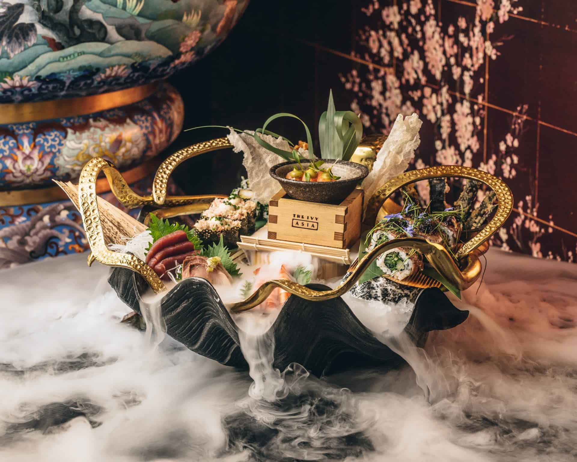 Elegant Asian-inspired dining setup at The Ivy Asia in Victoria Leeds this autumn.