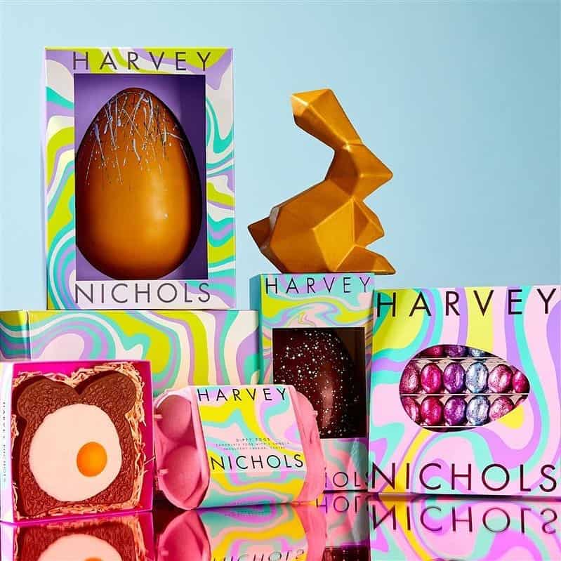 Colourful Easter eggs and bunny decoration at Victoria Leeds shopping centre.