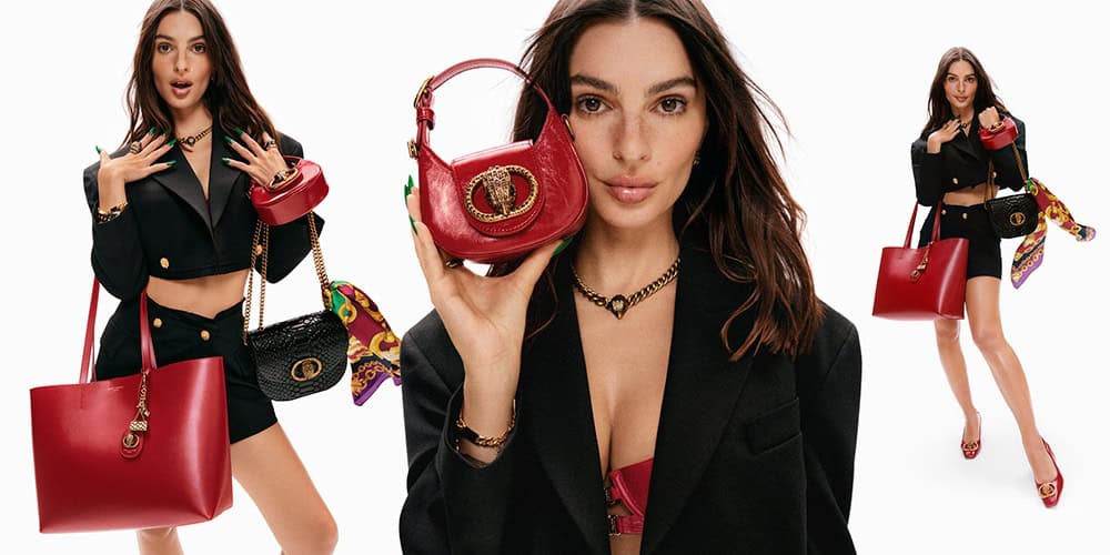 Elegant woman holding a red handbag and showcasing stylish accessories at Victoria Leeds.