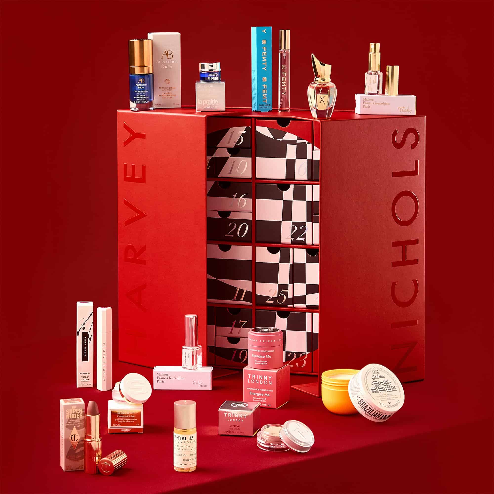Advent calendar featuring luxury skincare and beauty items at Victoria Leeds. Perfect for holiday gi.