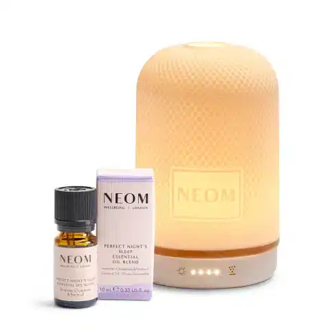 Neom sleep essential oil diffuser for relaxation and self-care. Perfect for resetting in the New Yea.