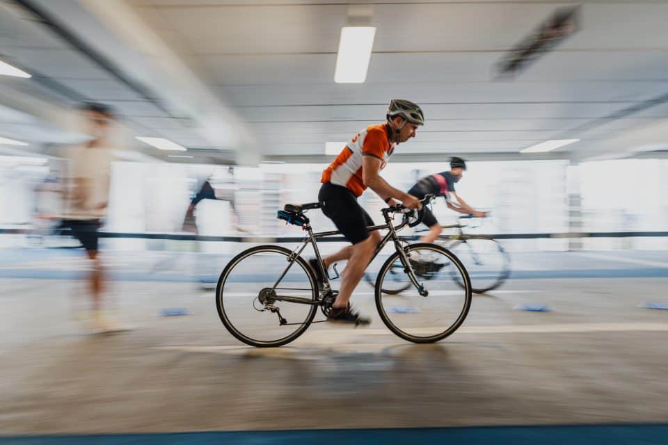 Cyclist riding through Victoria Leeds during the rampage event.