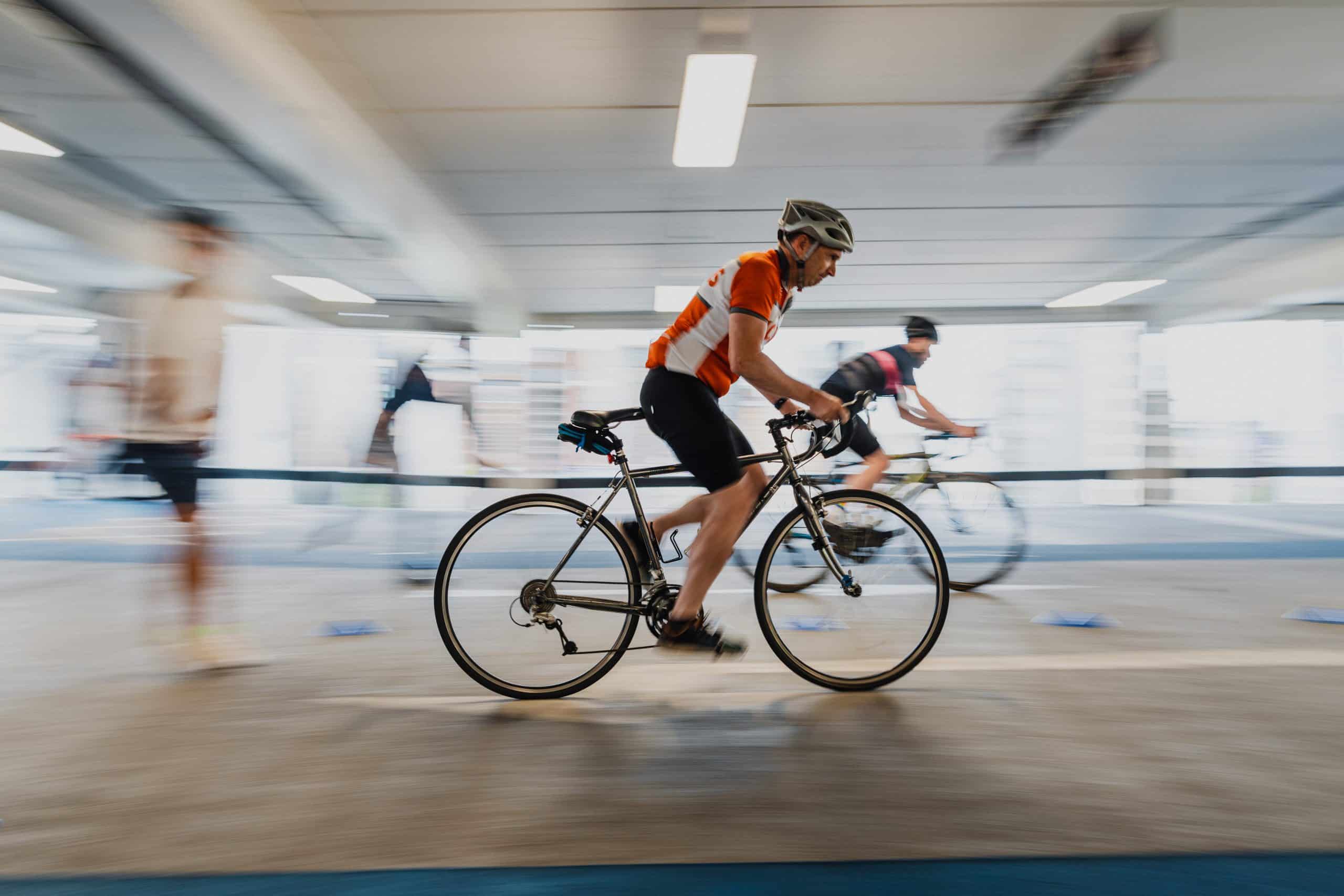 Cyclist riding through Victoria Leeds during the rampage event.