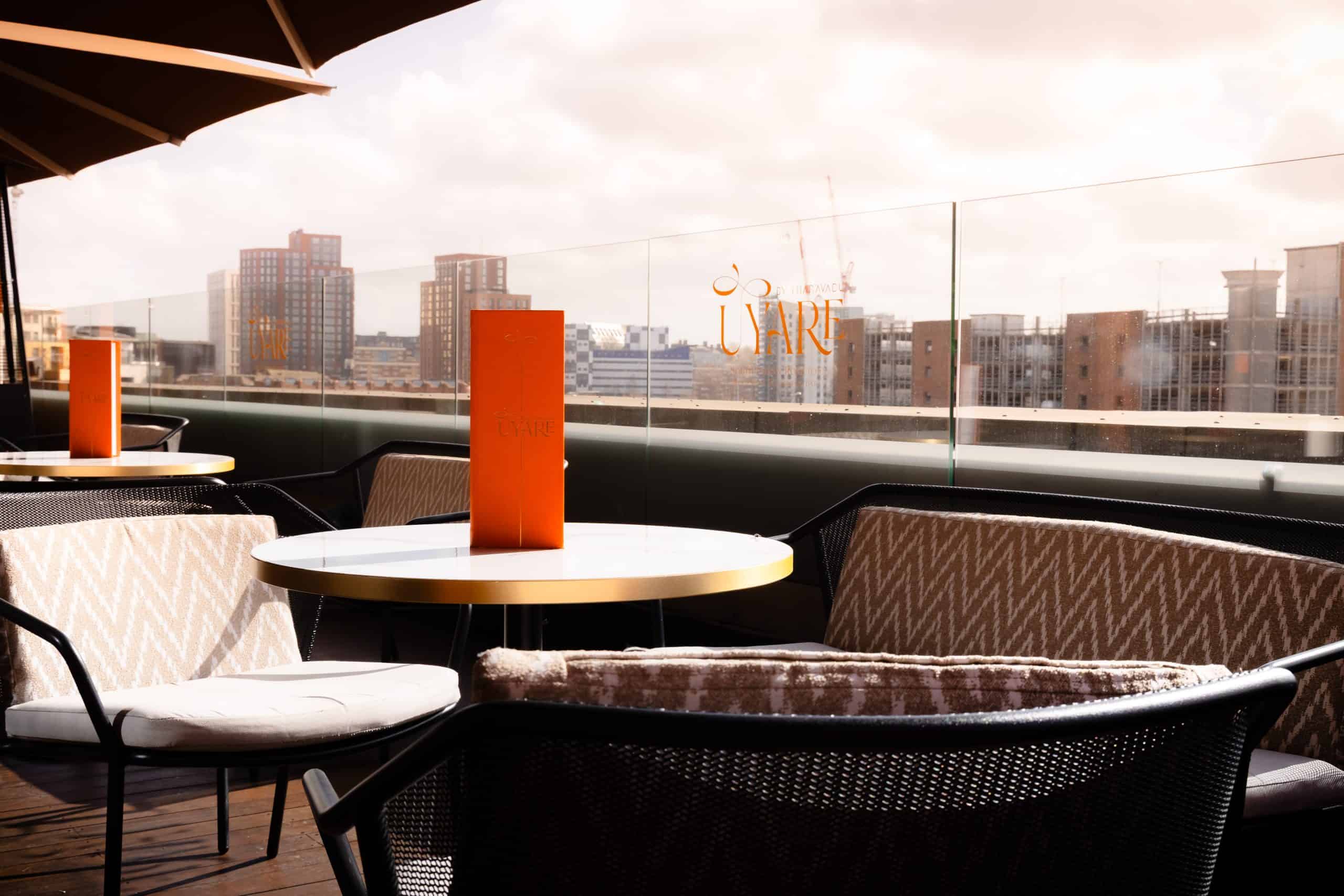 Rooftop lounge at Victoria Leeds with city views and stylish seating.