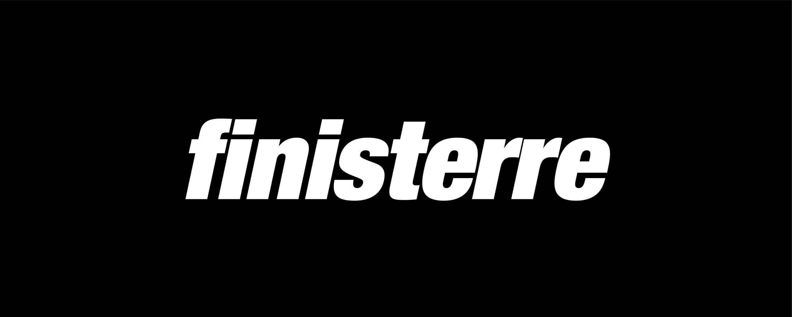 Finisterre logo on a black background, representing the brand.