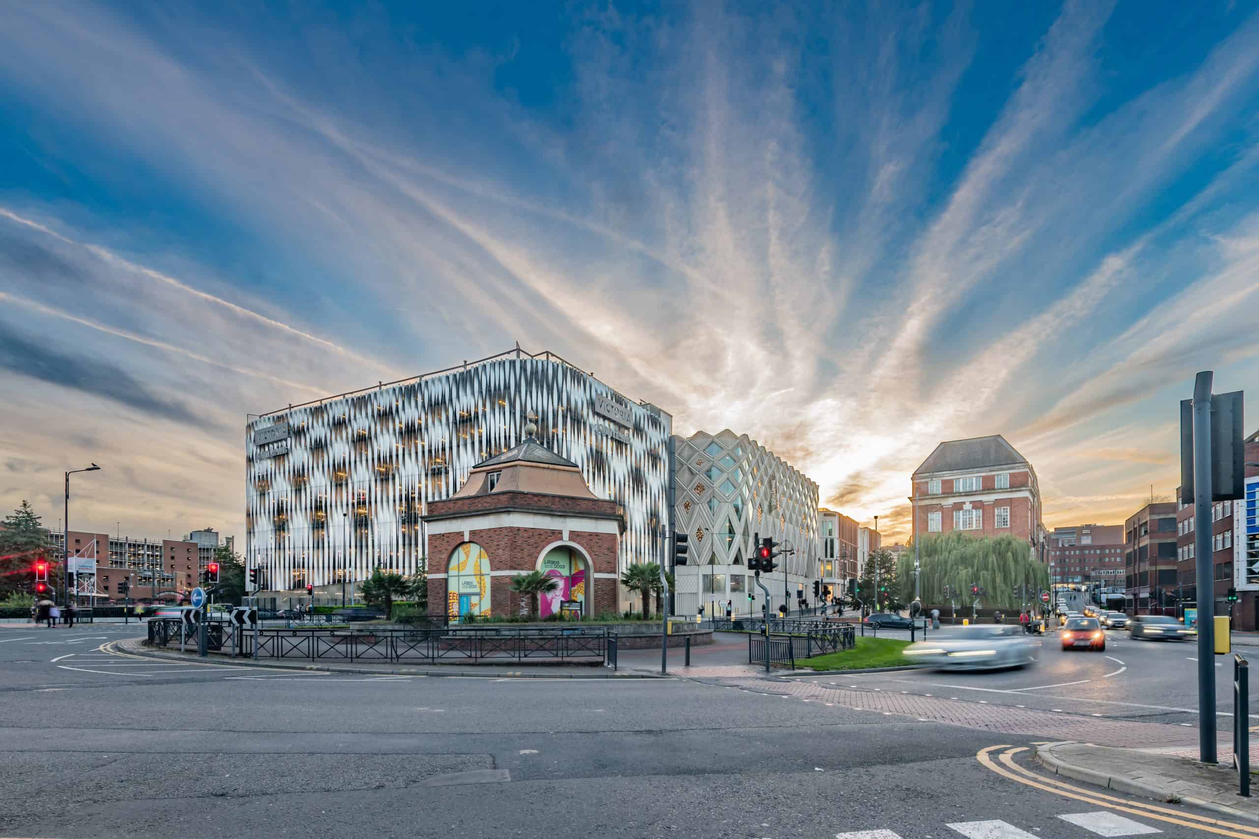 Parking at Victoria Leeds shopping centre in Leeds, UK. Convenient access with nearby retail and din.