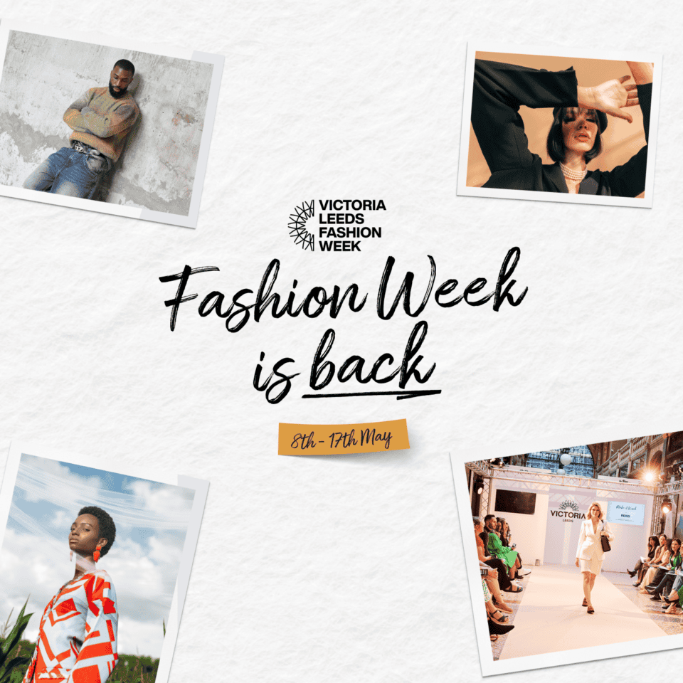 Vibrant fashion models showcase styles at Victoria Leeds Fashion Week event.