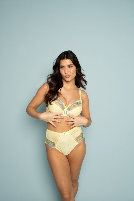Elegant yellow lingerie set for Victoria Leeds Fashion Week.