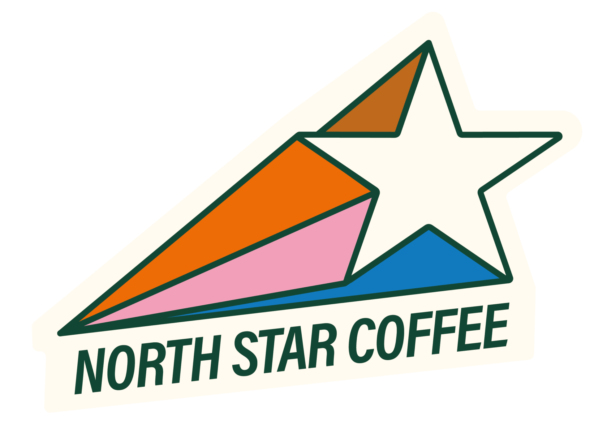 North Star Coffee logo with star and colorful geometric design.