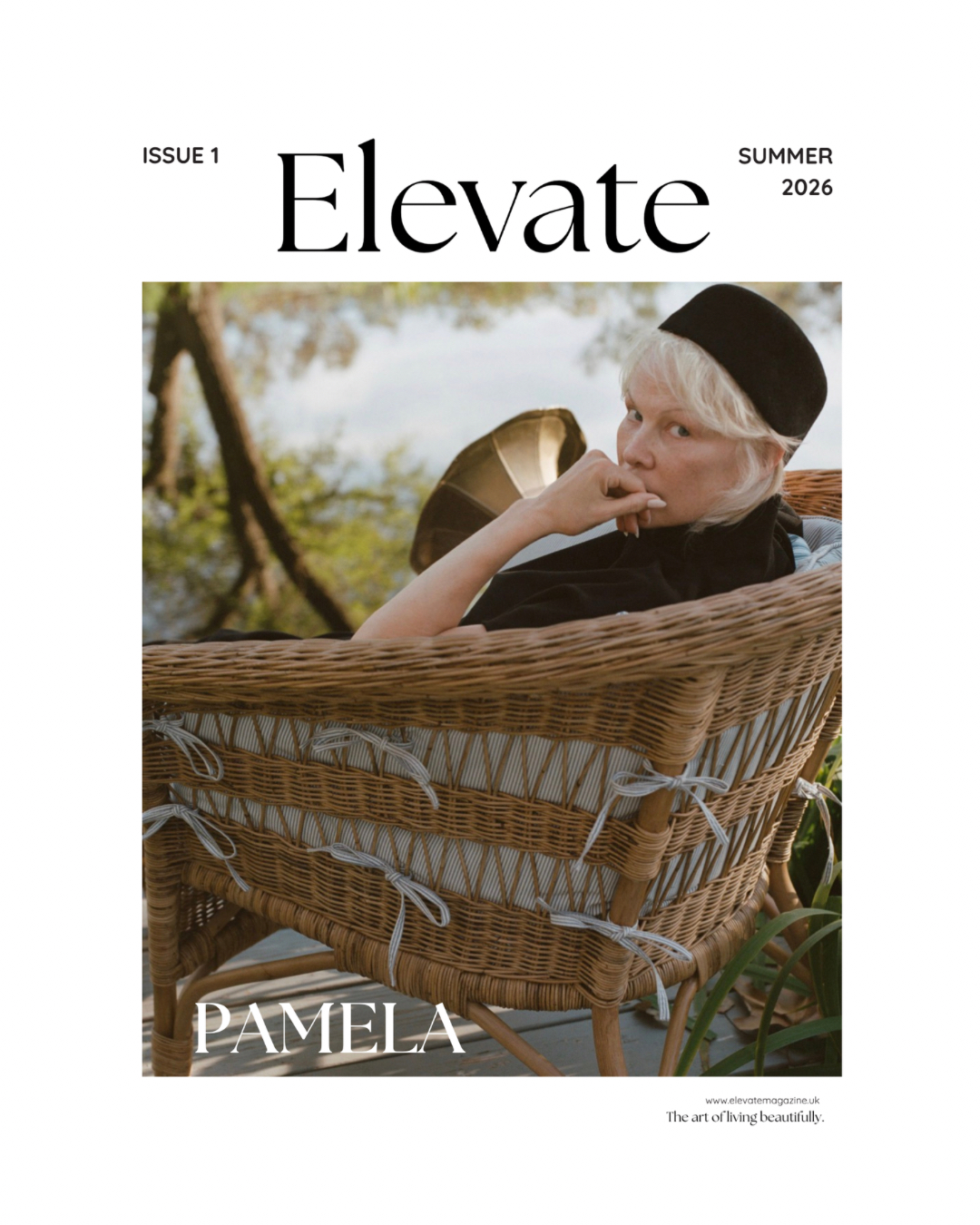 Victoria Leeds Elevate Summer 2026 magazine cover featuring Pamela in outdoor setting.